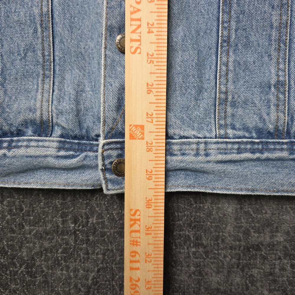 Vtg Wrangler Rugged Wear Trucker Jacket Mens XLT XL Tall Denim Pockets Biker Y2K - Picture 5 of 10